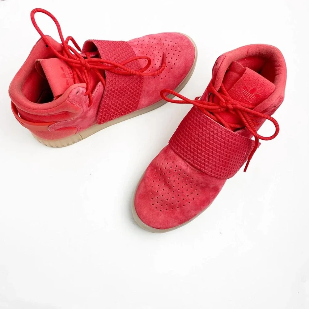 ADIDAS Red Tubular Ortholite Invader Strap Athletic Tennis Shoes, Size 6